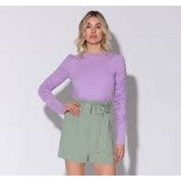 WALTER BAKER NWT $158 Layleen Woven Sage Belted Shorts Size S